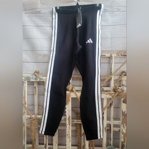 Womens Adidas Black Leggings with White Stripes